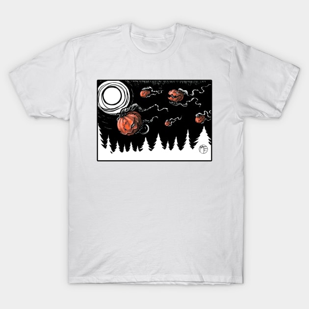 Night of the Jack o Lantern - Black Outlined Design T-Shirt by Nat Ewert Art